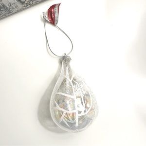 White Snowflake Glass Teardrop Ornament